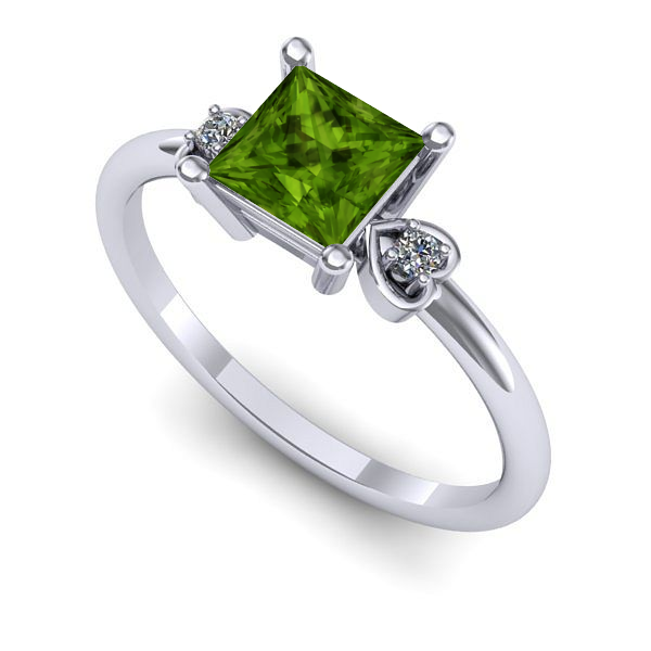 Inel logodna din aur alb cu peridot