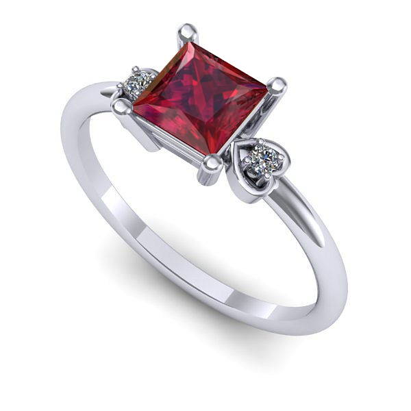 Inel din aur alb cu rubin