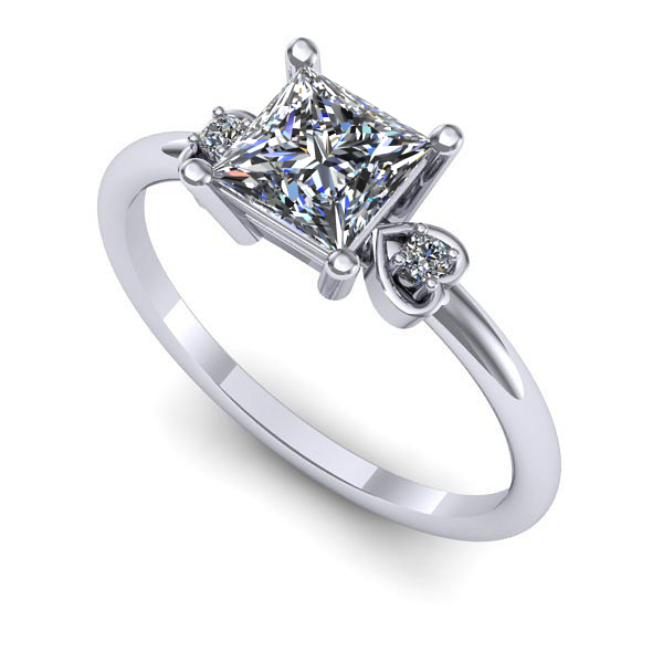 Inel de logodna din aur alb cu safir alb