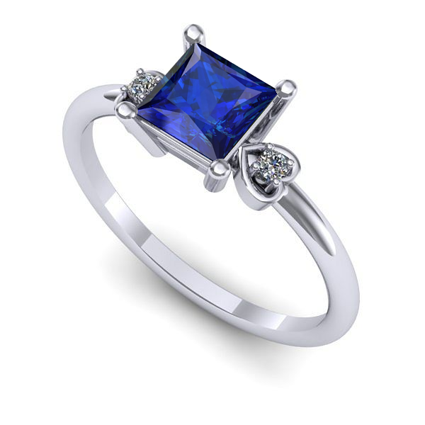 Inel de logodna din aur alb cu safir