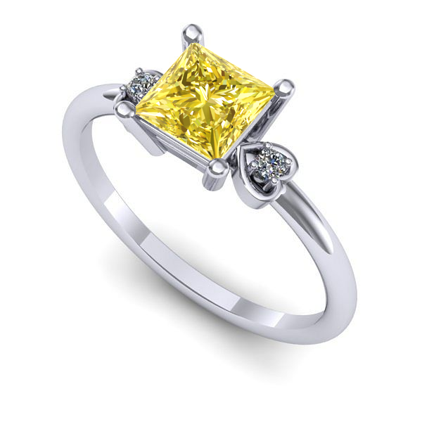 Inel de logodna din aur alb cu safir galben