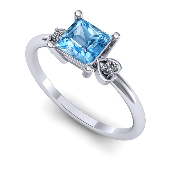 Inel de logodna din aur alb cu topaz blue