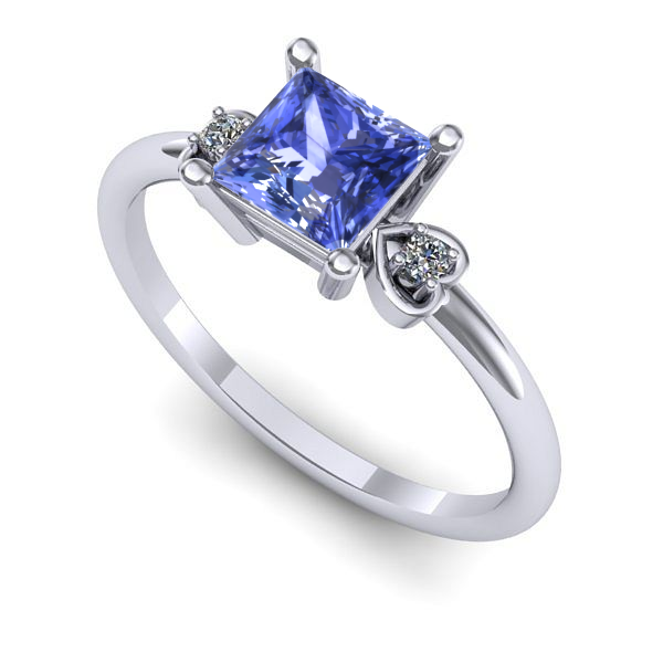 Inel logodna din aur alb cu tanzanit