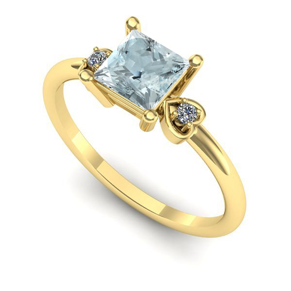 Inel logodna din aur galben cu aquamarin