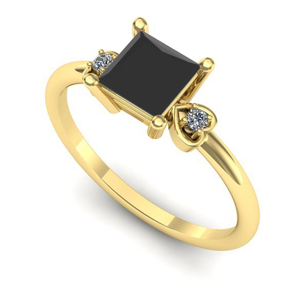 Inel de logodna din aur galben cu diamant negru