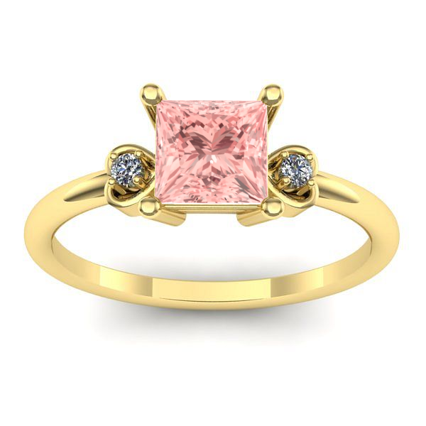 Inel de logodna cu diamant de laborator roz patrat