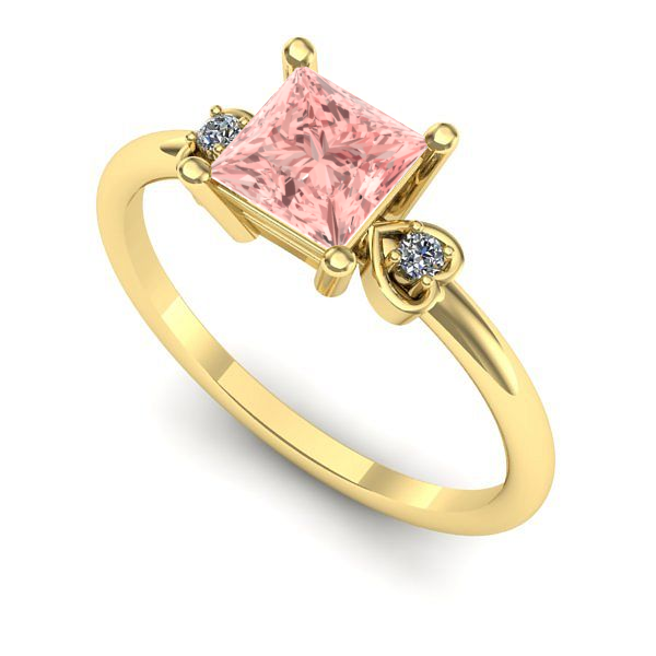 Inel de logodna din aur galben cu diamant de laborator roz
