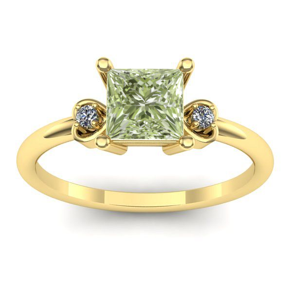 Inel logodna cu diamant de laborator verde patrat