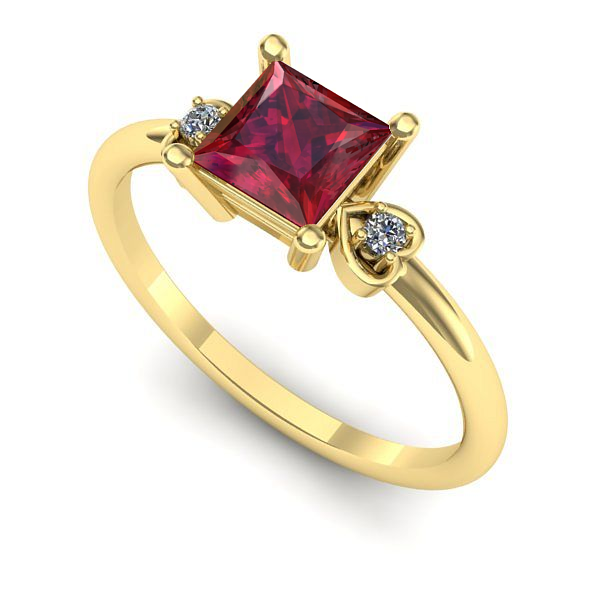 Inel logodna din aur galben cu rubin