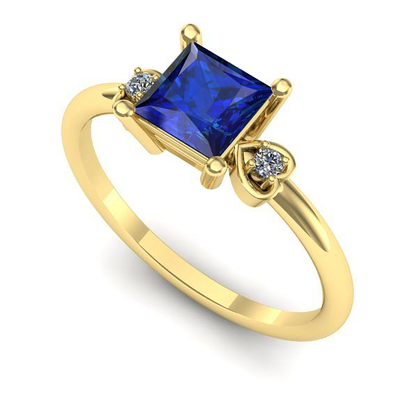 Inel logodna din aur galben cu safir