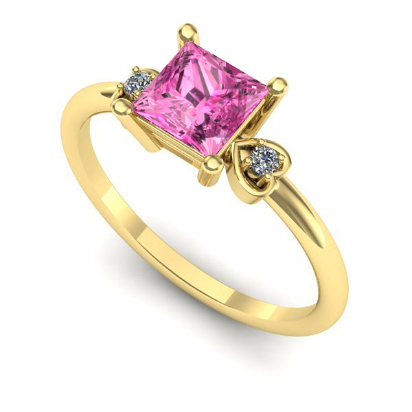 Inel logodna din aur galben cu safir roz