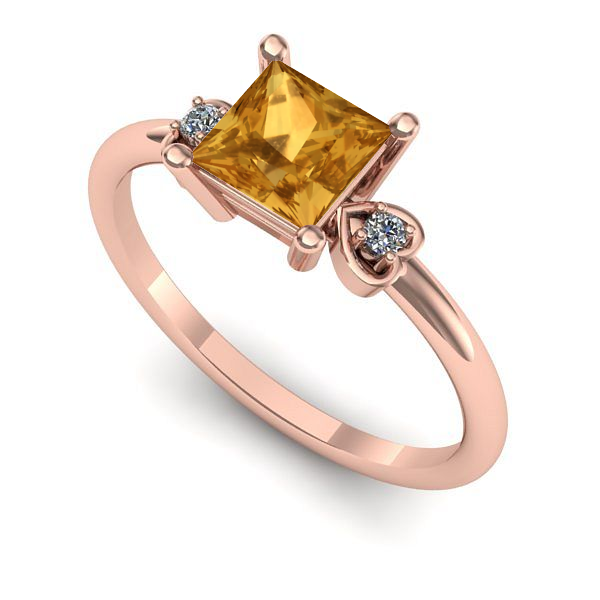 Inel din aur roz cu citrin