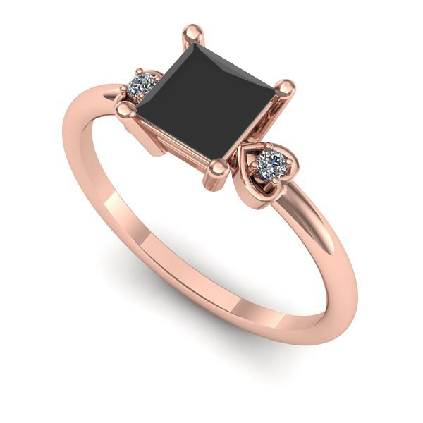 Inel din aur roz cu diamant negru