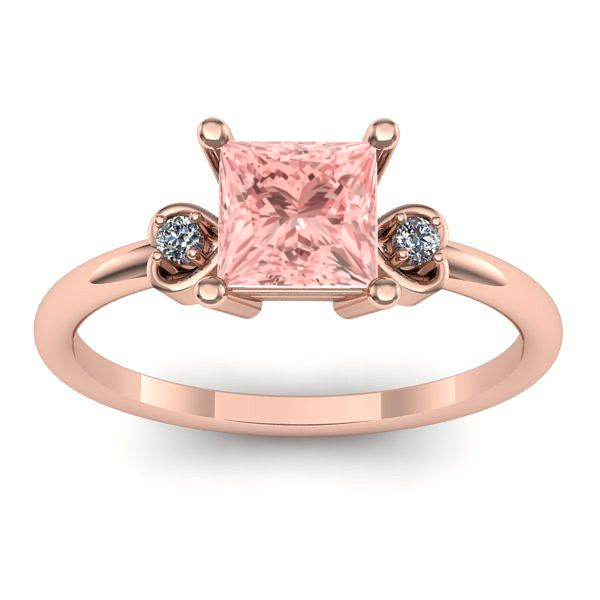 Inel logodna cu diamant de laborator roz patrat