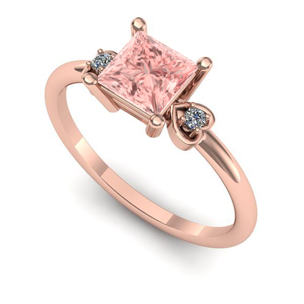 Inel din aur roz cu diamant de laborator roz