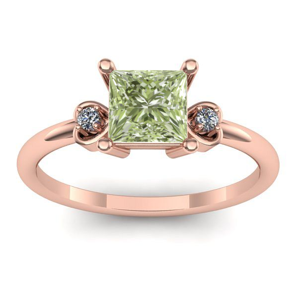 Inel de logodna cu diamant de laborator verde patrat