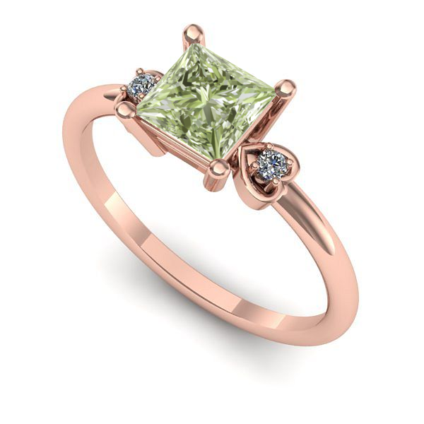 Inel logodna din aur roz cu diamant de laborator verde