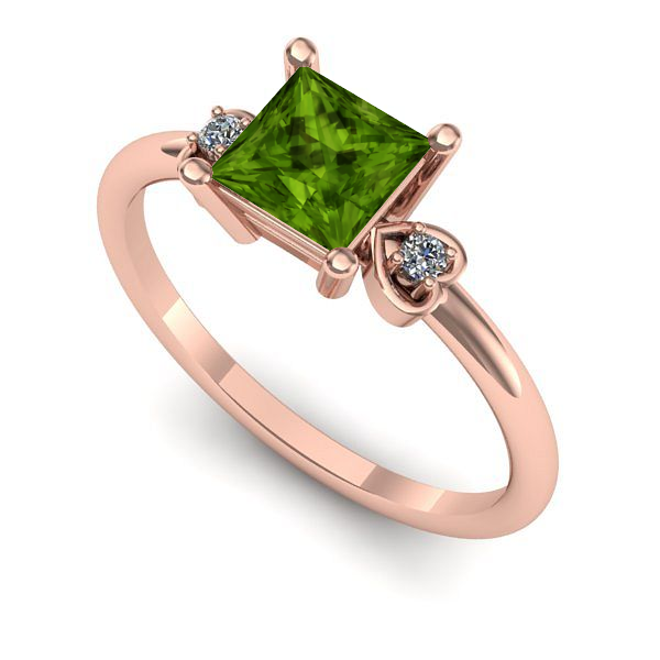 Inel logodna din aur roz cu peridot