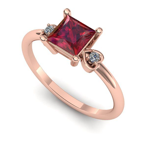 Inel logodna din aur roz cu rubin