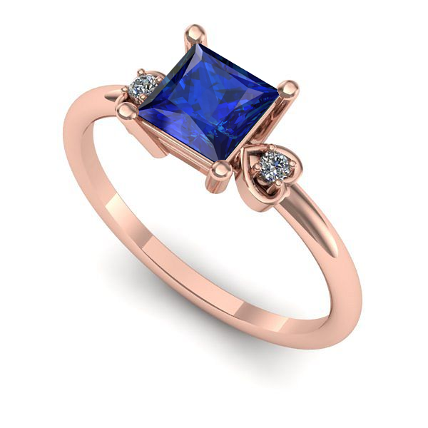 Inel de logodna din aur roz cu safir