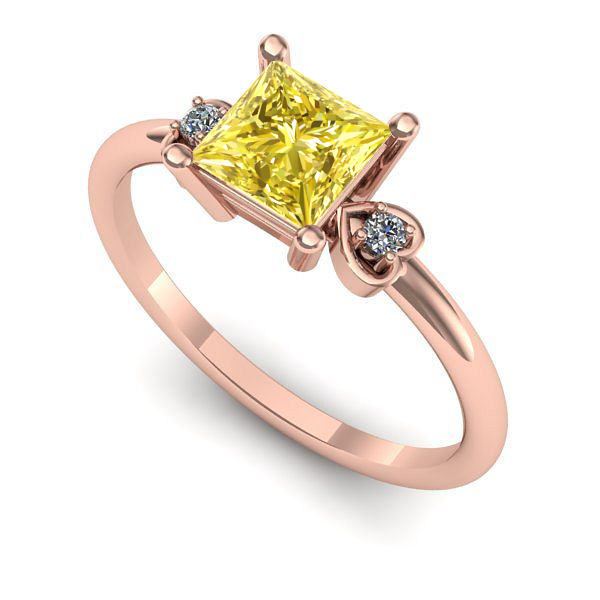 Inel logodna din aur roz cu safir galben