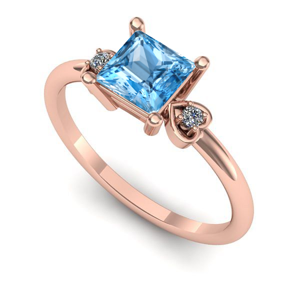 Inel logodna din aur roz cu topaz blue