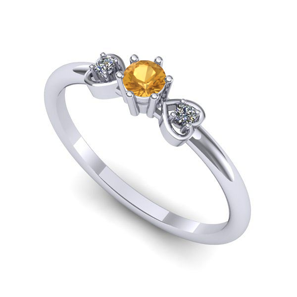 Inel din aur alb cu citrin