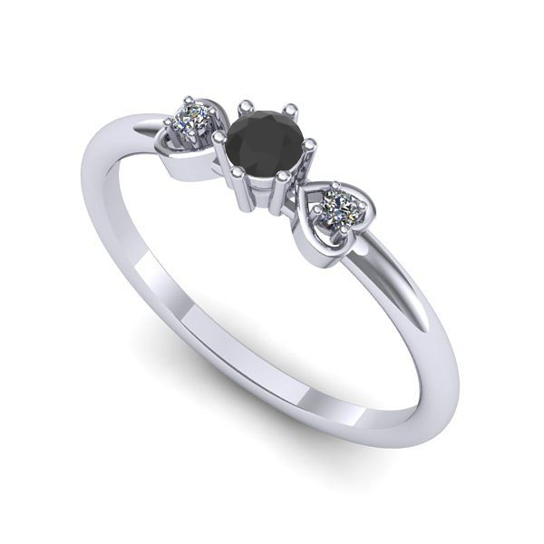 Inel logodna din aur alb cu diamant negru