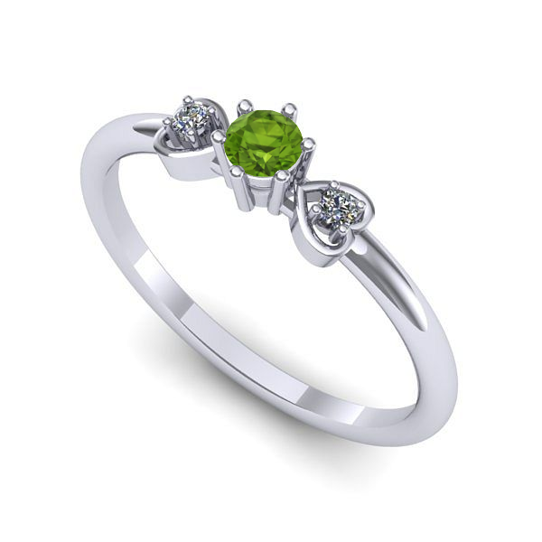 Inel de logodna din aur alb cu peridot