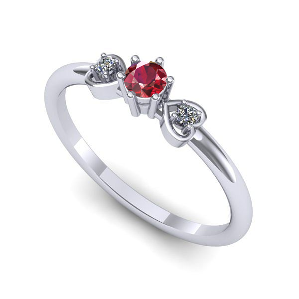 Inel logodna din aur alb cu rubin