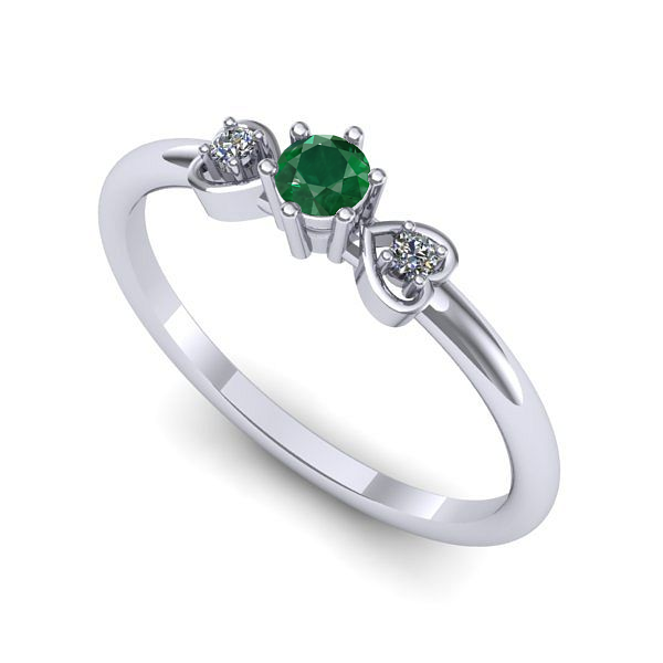 Inel de logodna din aur alb cu smarald