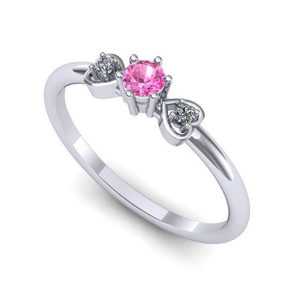 Inel de logodna din aur alb cu safir roz