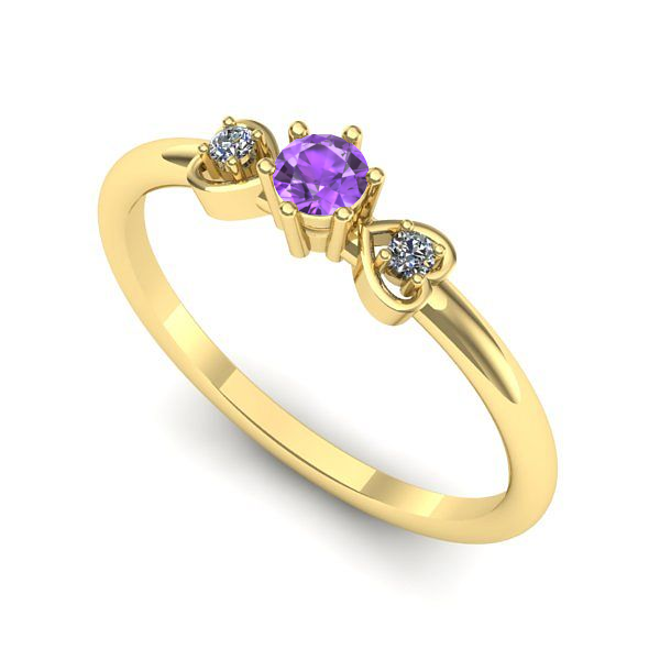 Inel logodna din aur galben cu ametist