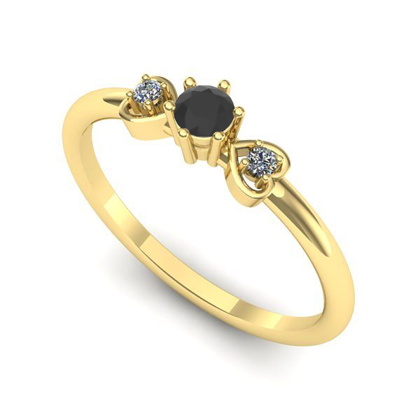 Inel de logodna din aur galben cu diamant negru