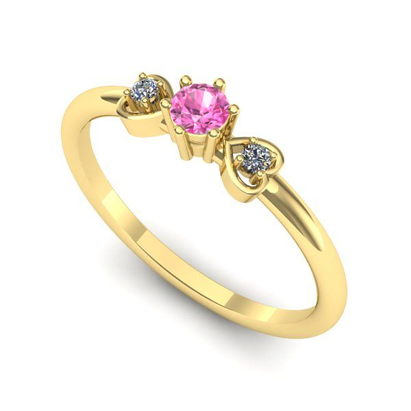 Inel de logodna din aur galben cu safir roz