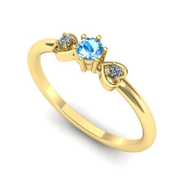 Inel din aur galben cu topaz blue