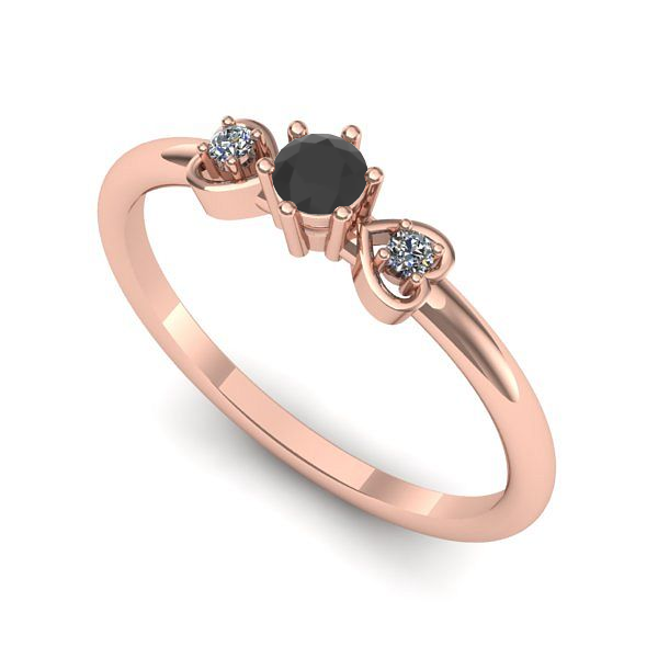 Inel logodna din aur roz cu diamant negru