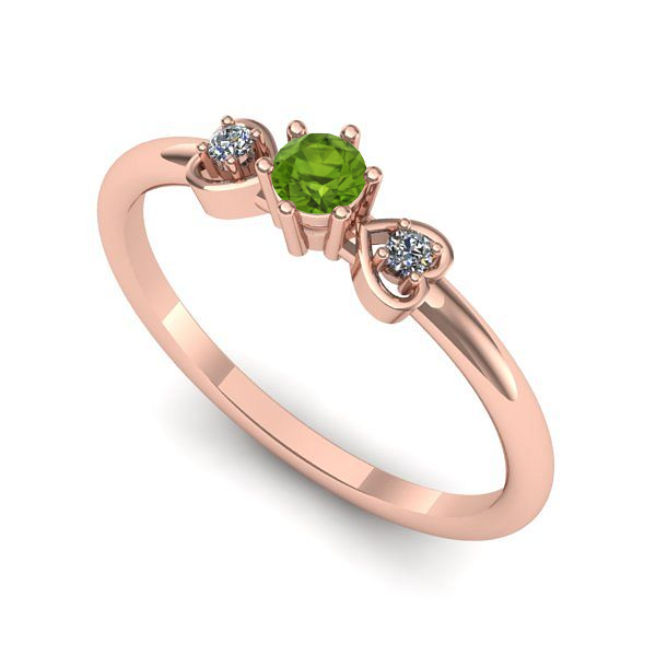 Inel logodna din aur roz cu peridot