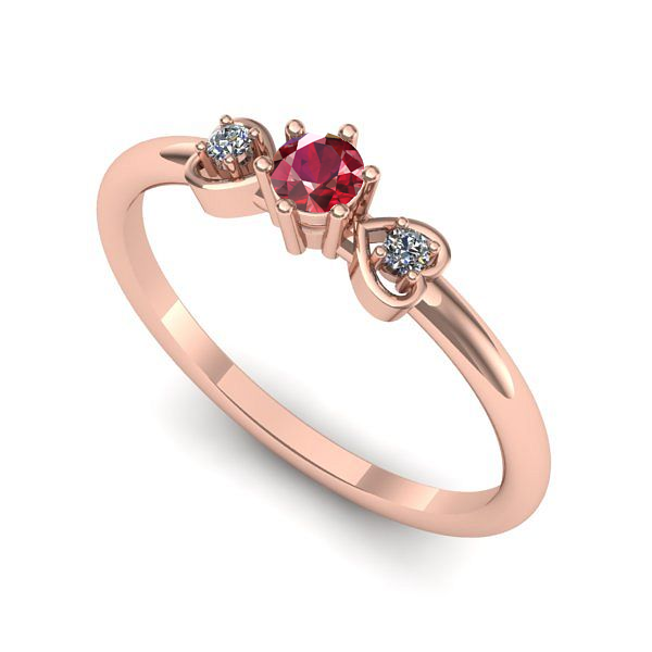 Inel logodna din aur roz cu rubin