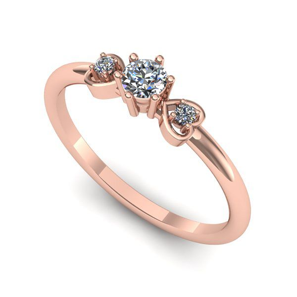 Inel logodna din aur roz cu diamant