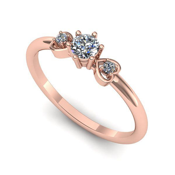 Inel de logodna din aur roz cu diamant