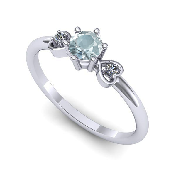 Inel din aur alb cu aquamarin