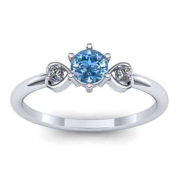 Inel de logodna cu diamant de laborator albastru rotund