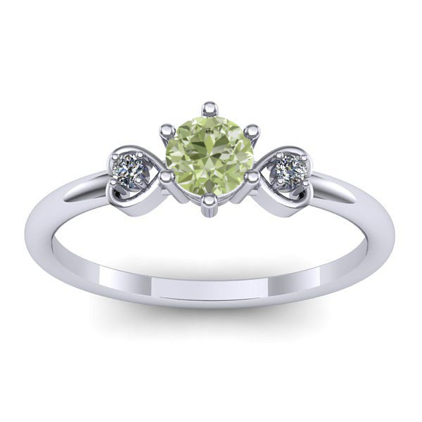 Inel de logodna cu diamant de laborator verde rotund