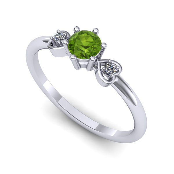 Inel de logodna din aur alb cu peridot