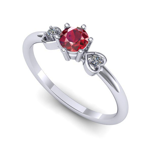 Inel logodna din aur alb cu rubin