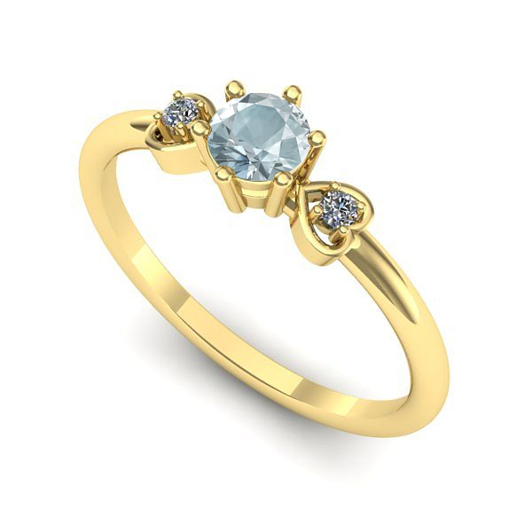 Inel din aur galben cu aquamarin