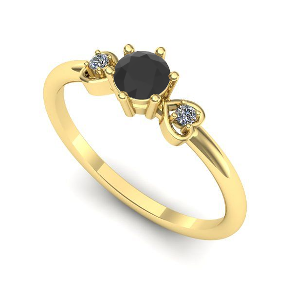 Inel de logodna din aur galben cu diamant negru