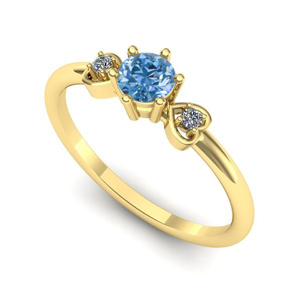 Inel din aur galben cu diamant de laborator albastru