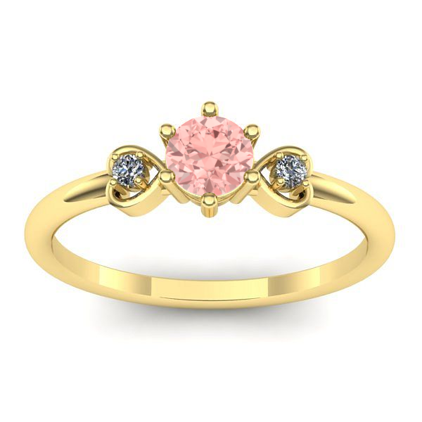 Inel cu diamant de laborator roz rotund